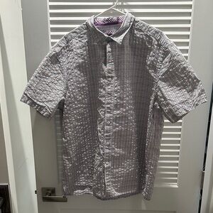 Johnston & Murphy Checkered Short Sleeve Button Down Shirt